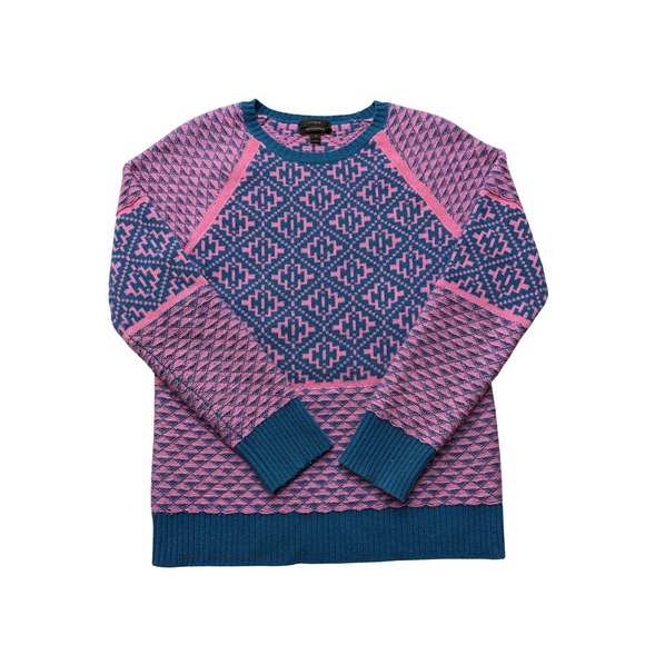 J.CREW Sweaters - J.CREW Sweater Womens Small Pink Cashmere Geometric Crewneck Knit Pullover